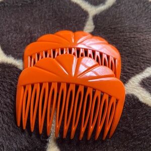 Vintage 80’s French Orange Hair Combs